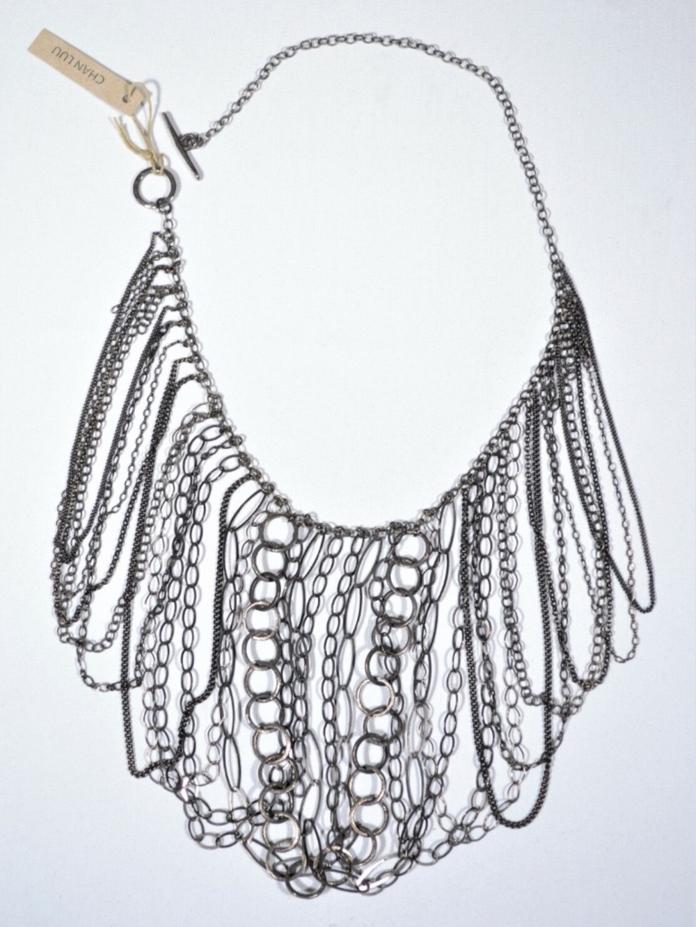 NWT CHAN LUU MULTI STRAND OXIDIZED STERLING SILVER NECKLACE